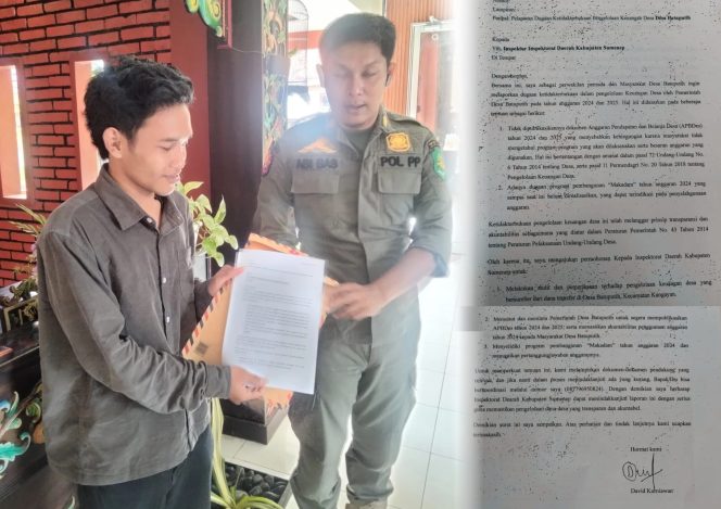 
					Pemuda Desa Batuputih di Kabupaten Sumenep Laporkan Penjabat Kepala Desa atas dugaan penyelewengan anggaran Desa. (Foto/Jendelahukum)